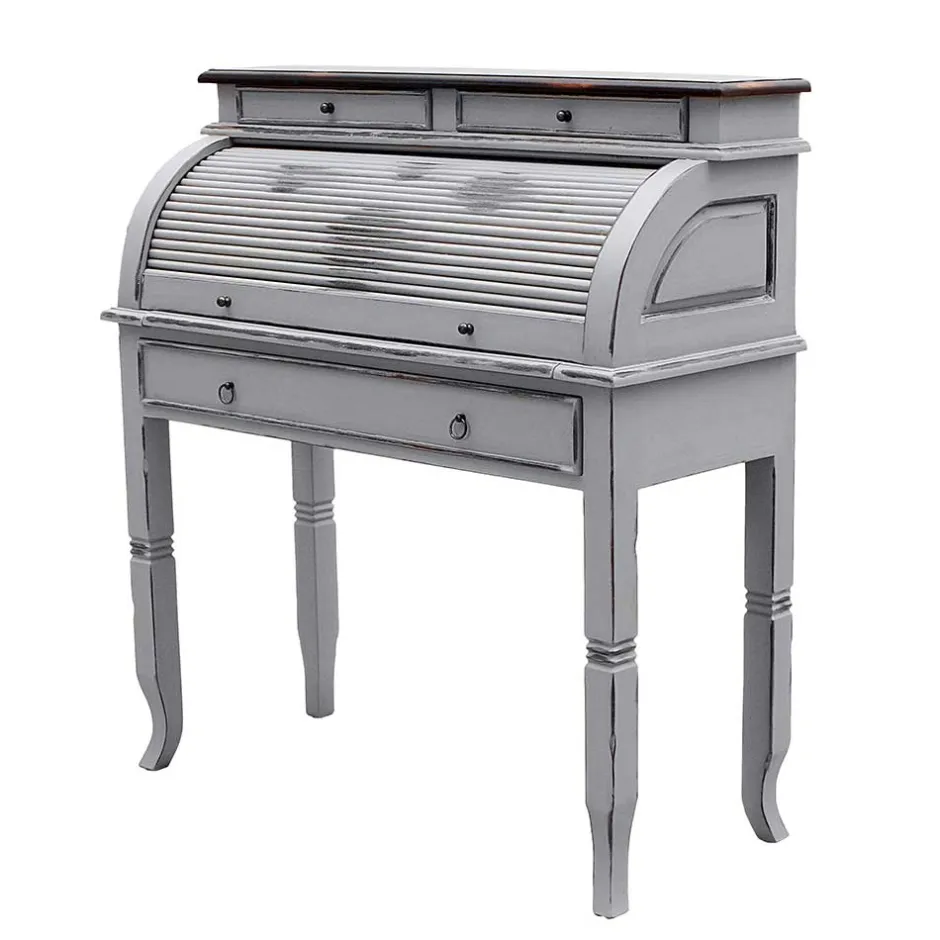 Wohnen Shabby Sekretär Islando in Grau und Dunkelbraun