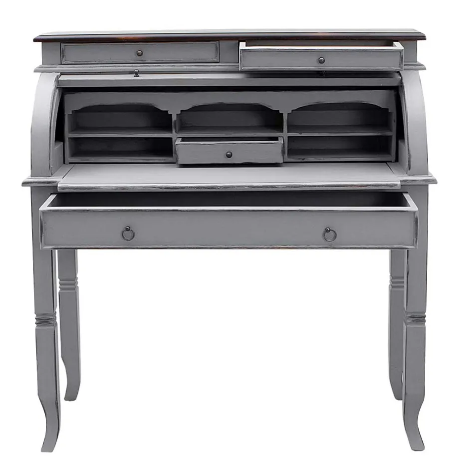 Wohnen Shabby Sekretär Islando in Grau und Dunkelbraun