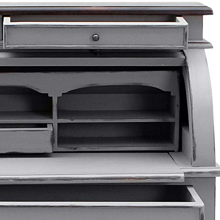 Wohnen Shabby Sekretär Islando in Grau und Dunkelbraun