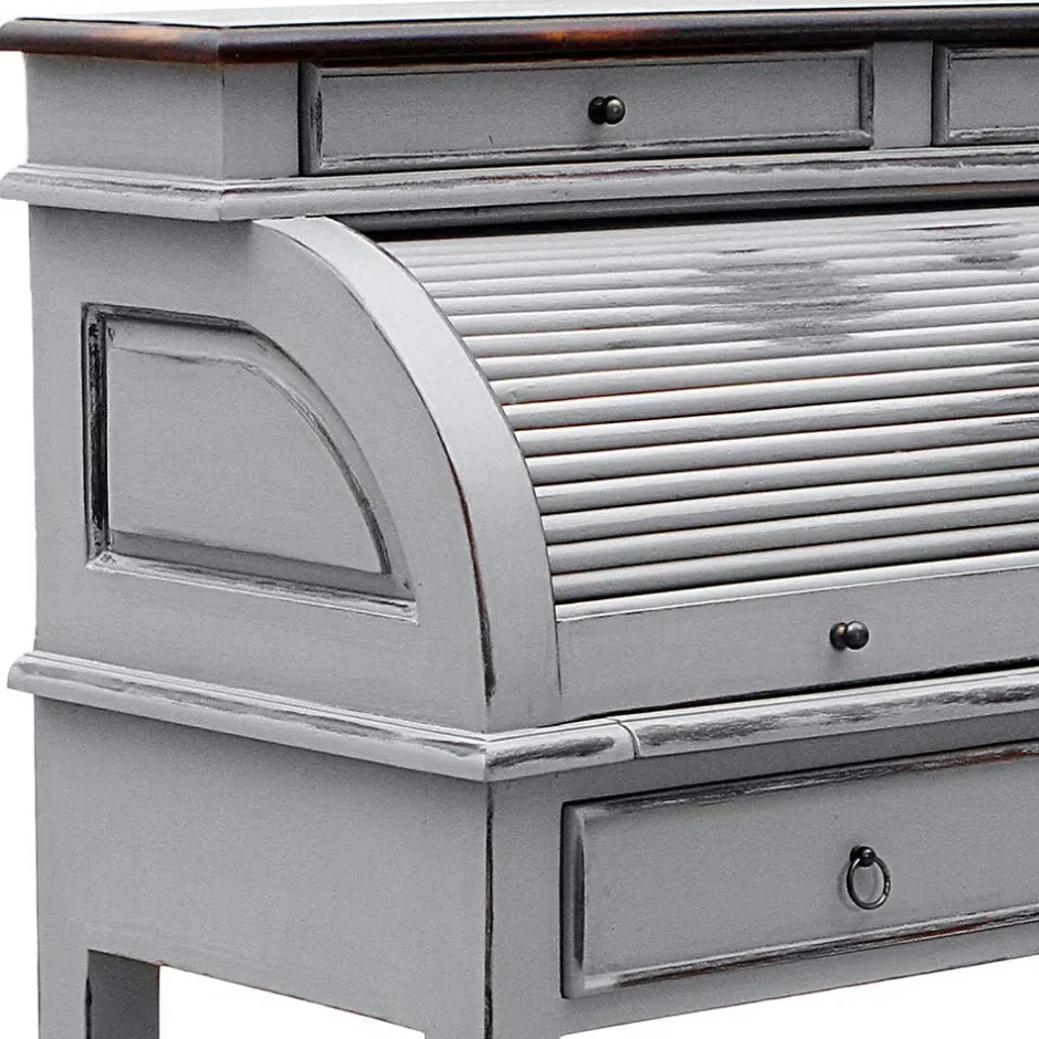 Wohnen Shabby Sekretär Islando in Grau und Dunkelbraun