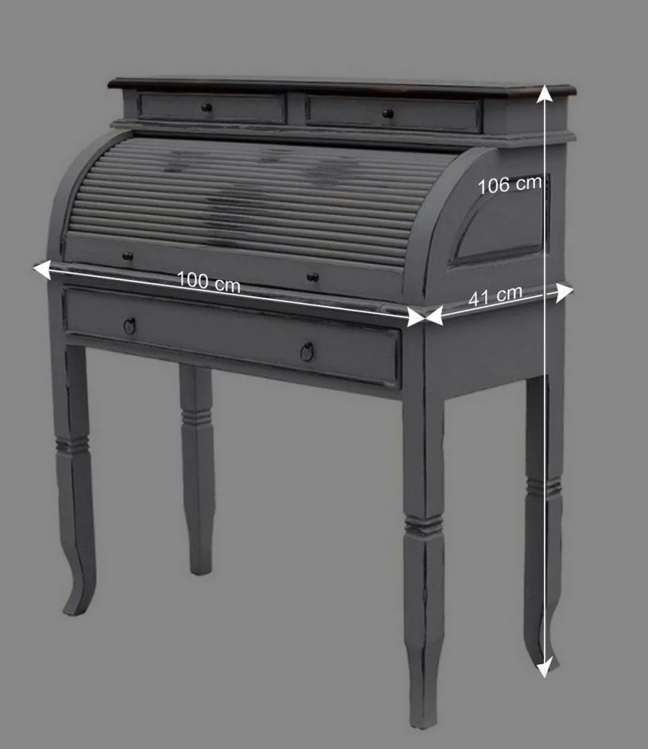 Wohnen Shabby Sekretär Islando in Grau und Dunkelbraun