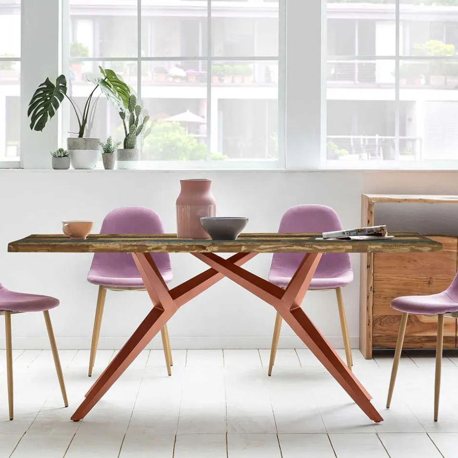 Shabby Tisch aus buntem Recyclingholz - Konrad^Wohnen Discount