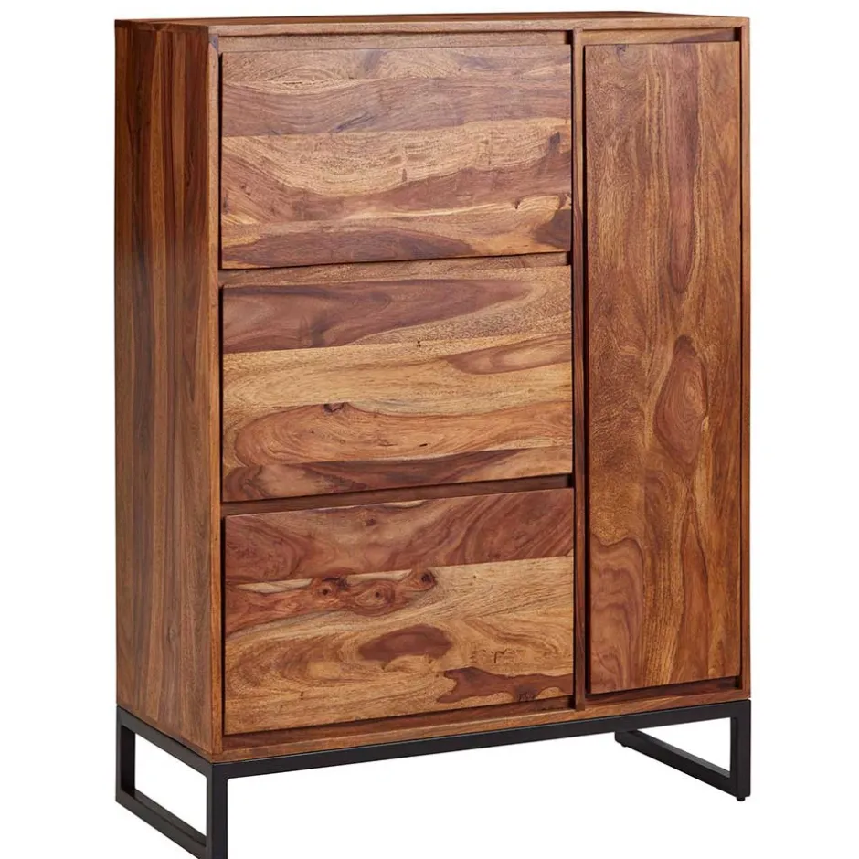 Sheesham Schuhschrank mit Bügelgestell - Elmin^Wohnen Discount