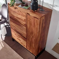 Sheesham Schuhschrank mit Bügelgestell - Elmin^Wohnen Discount