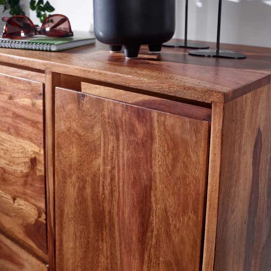 Sheesham Schuhschrank mit Bügelgestell - Elmin^Wohnen Discount