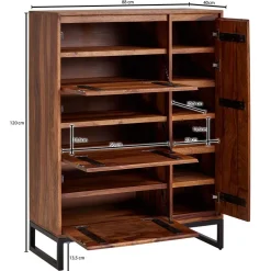 Sheesham Schuhschrank mit Bügelgestell - Elmin^Wohnen Discount
