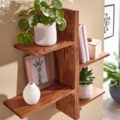 Sheesham Wandregal mit vier Böden - Elmin^Wohnen Discount