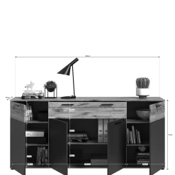 Sideboard & zwei Vitrinenschränke Set - Lucios (dreiteilig)^Wohnen