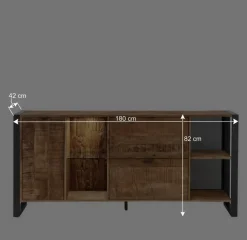Wohnen Sideboard aus Recyclingholz Mango & Metall - Acira