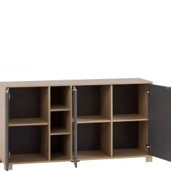 Wohnen Sideboard in Eiche Hell NB & Dunkelgrau - Dranico