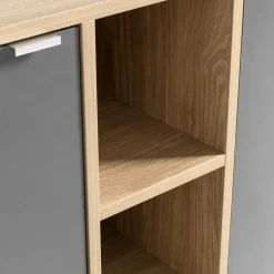 Wohnen Sideboard in Eiche Hell NB & Dunkelgrau - Dranico