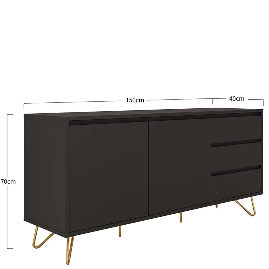 Wohnen Sideboard in Grau & Gold - Tajibo