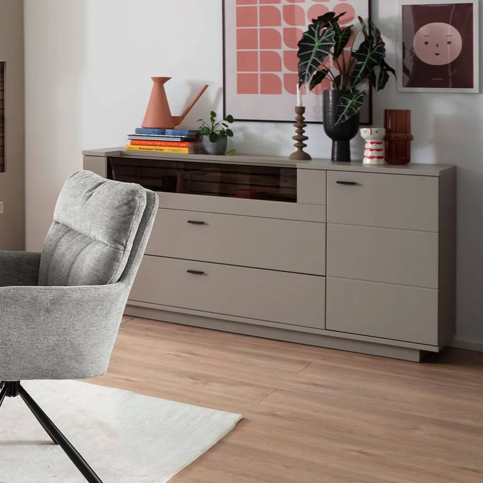 Sideboard in Grau mit Wildeiche - Teorina^Wohnen Discount