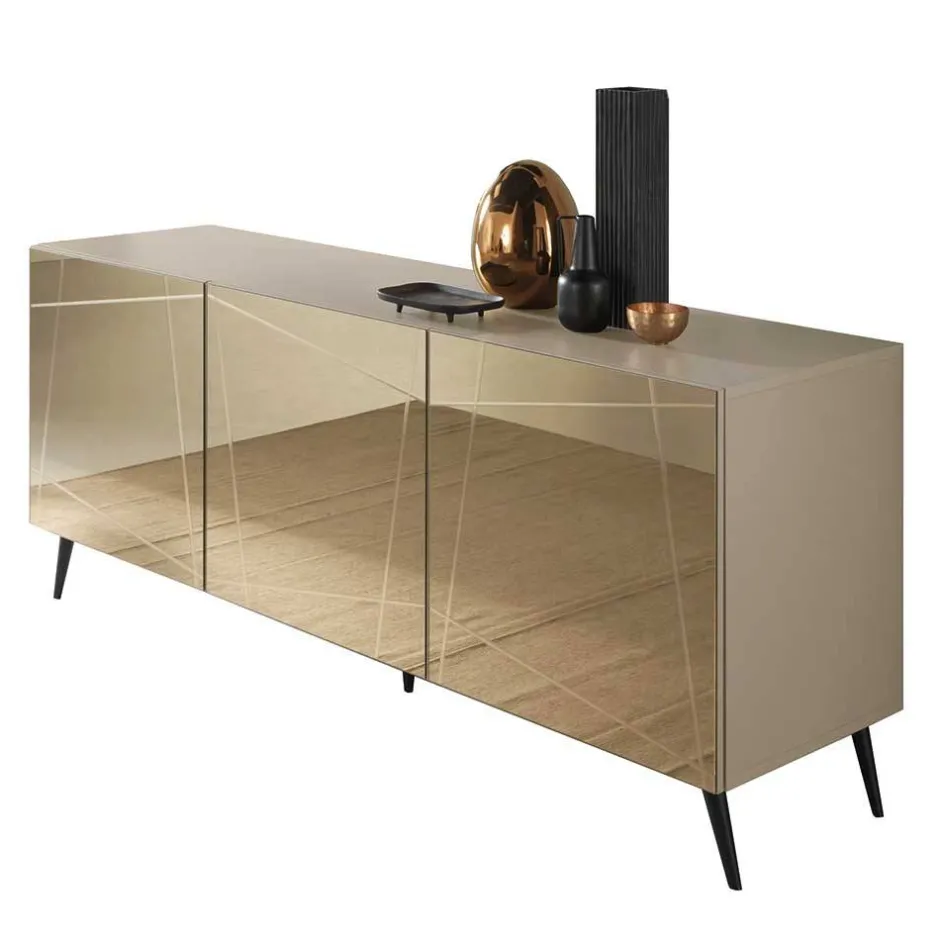 Wohnen Sideboard in Taupe und Bronze Spiegelglas - Lotivera
