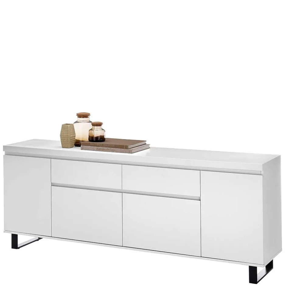 Wohnen Sideboard in Weiß mit Schwarz - Atela