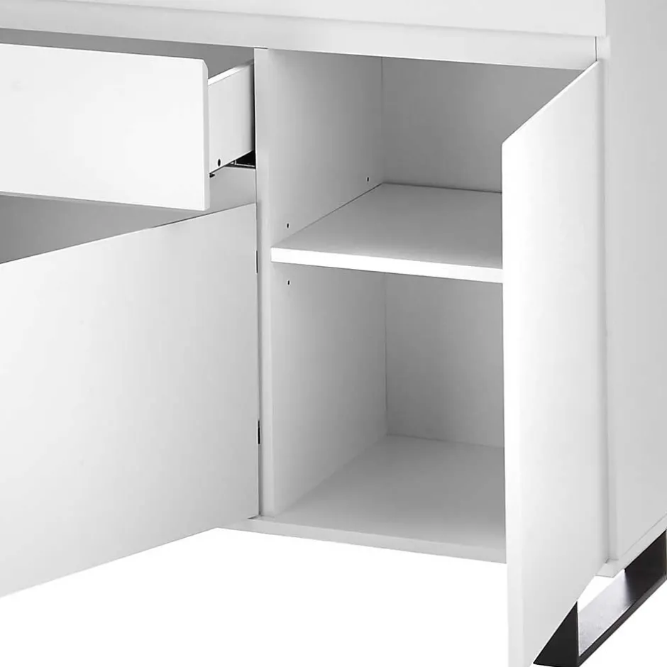 Wohnen Sideboard in Weiß mit Schwarz - Atela