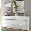 Sideboard mit 3 gedämpften Türen Mextra in Weiß Hochglanz^Wohnen
