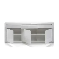 Sideboard mit 3 gedämpften Türen Mextra in Weiß Hochglanz^Wohnen