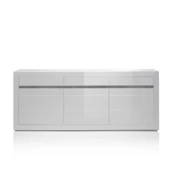 Sideboard mit 3 gedämpften Türen Mextra in Weiß Hochglanz^Wohnen