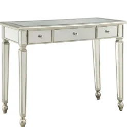 Kinder Wohnen Silberner Schreibtisch mit Verspiegelung - Adda