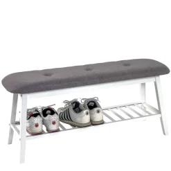 Wohnen Sitzbank aus Bambus in Weiß mit Polster - Bilbaos