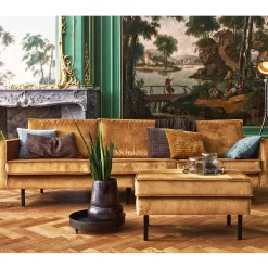 Wohnen 3-Sitzer Samtcouch in Honig Gelb - Saguan