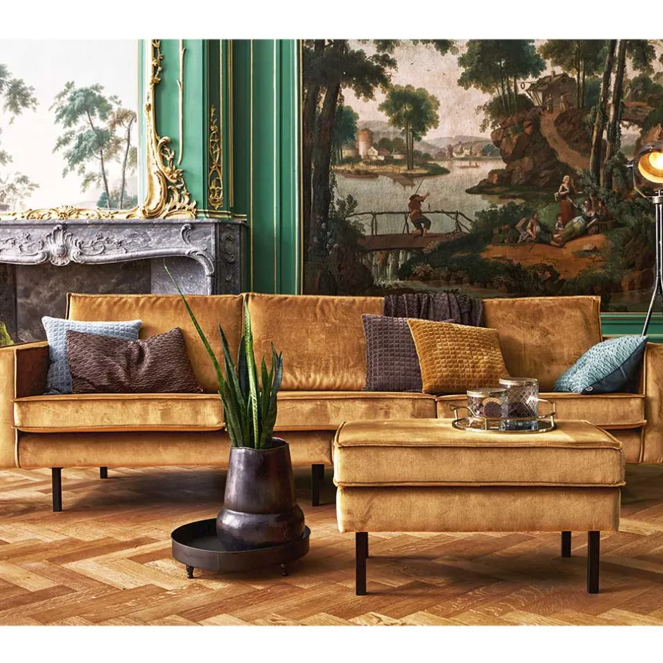 Wohnen 3-Sitzer Samtcouch in Honig Gelb - Saguan