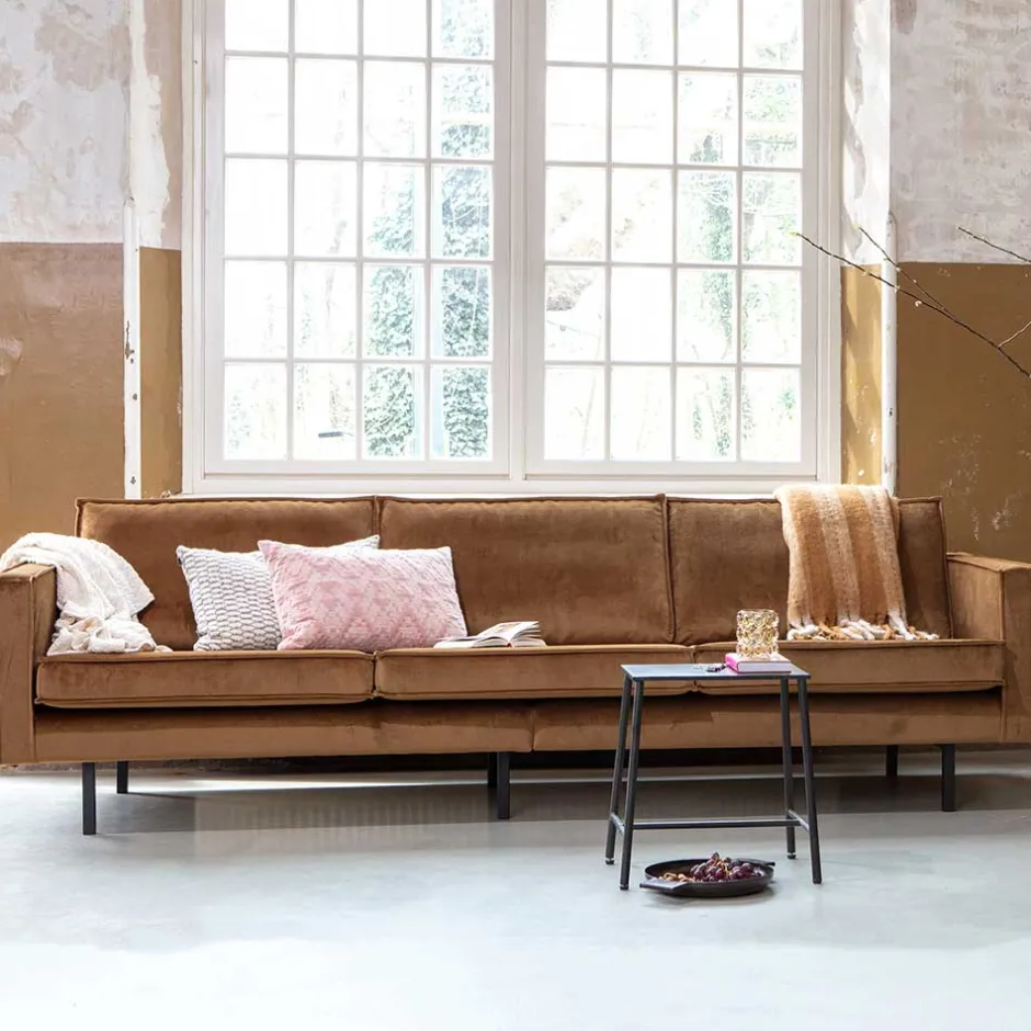 Wohnen 3-Sitzer Samtcouch in Honig Gelb - Saguan