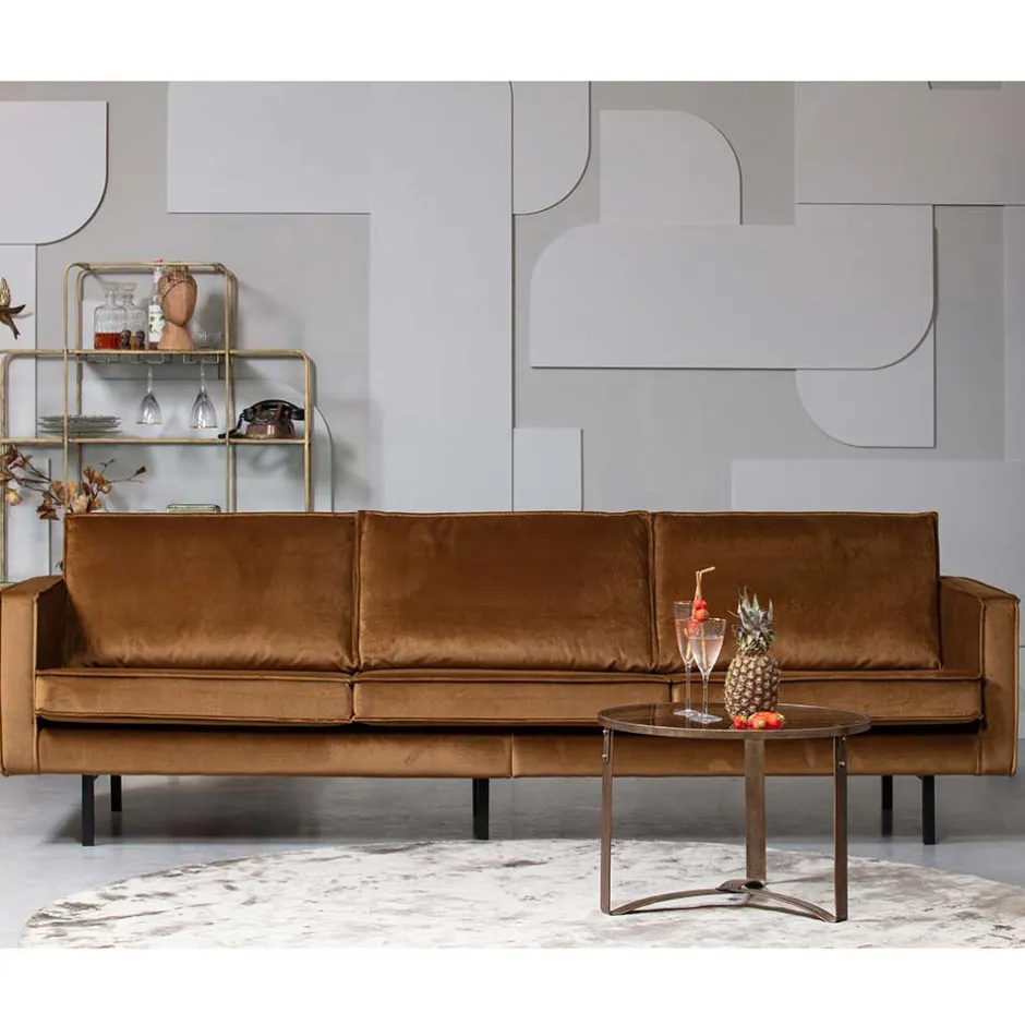 Wohnen 3-Sitzer Samtcouch in Honig Gelb - Saguan