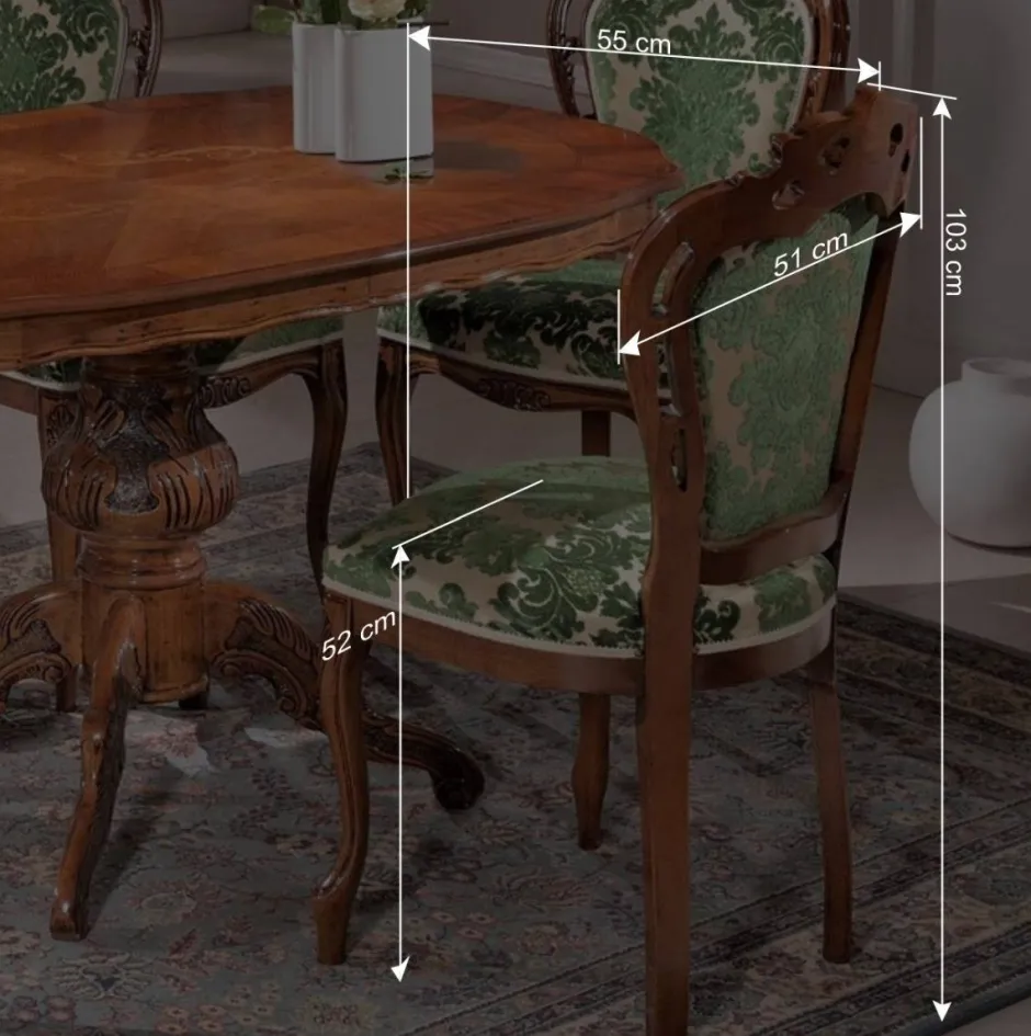 Sitzgruppe im Barockstil Magari mit 5 Polsterstühlen (sechsteilig)^Wohnen Clearance