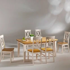 Sitzgruppe Lugon in Weiß Laugenfarben lackiert (siebenteilig)^Wohnen