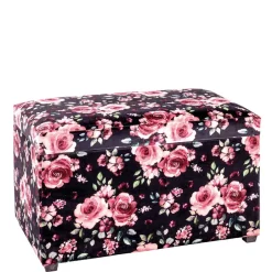Sitztruhe mit Rosen Motiv Samtstoff - Greeks^Wohnen Outlet