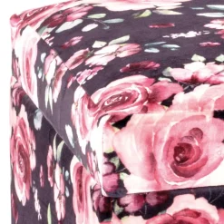 Sitztruhe mit Rosen Motiv Samtstoff - Greeks^Wohnen Outlet