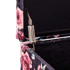 Sitztruhe mit Rosen Motiv Samtstoff - Greeks^Wohnen Outlet