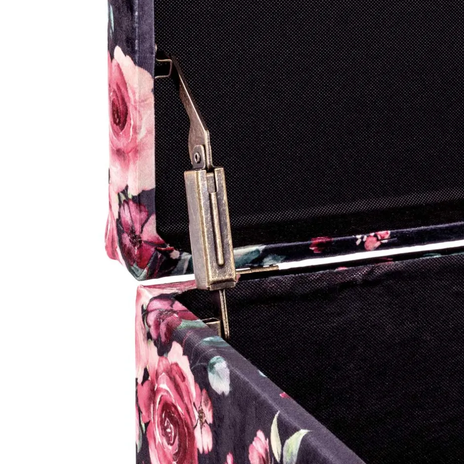 Sitztruhe mit Rosen Motiv Samtstoff - Greeks^Wohnen Outlet