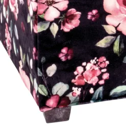 Sitztruhe mit Rosen Motiv Samtstoff - Greeks^Wohnen Outlet