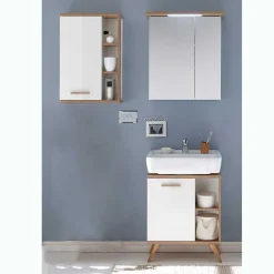 Wohnen Skandi Badmöbel Set in Weiß - Timur (dreiteilig)