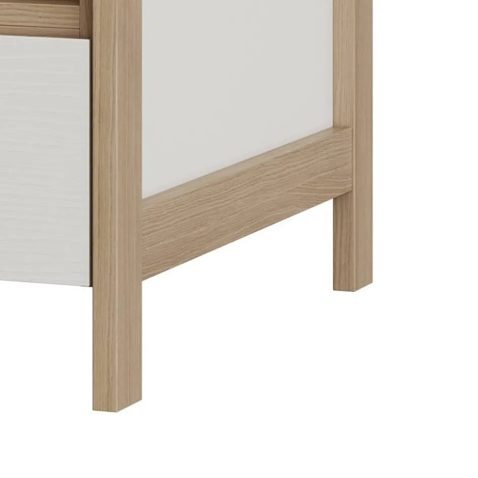 Wohnen Skandi Couchtisch in Weiß und Eiche Dekor - Ovidio