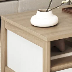Wohnen Skandi Couchtisch in Weiß und Eiche Dekor - Ovidio