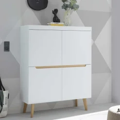 Wohnen Skandi Design Highboard in Weiß und Eiche - Ginko