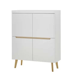 Wohnen Skandi Design Highboard in Weiß und Eiche - Ginko