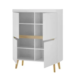 Wohnen Skandi Design Highboard in Weiß und Eiche - Ginko