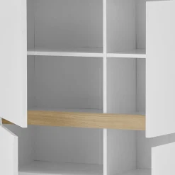 Wohnen Skandi Design Highboard in Weiß und Eiche - Ginko