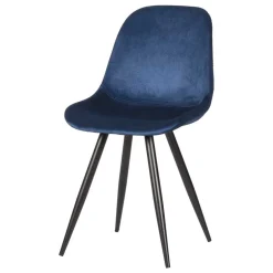 Wohnen Skandi Design Samtstuhl in Blau - Polar (2er Set)