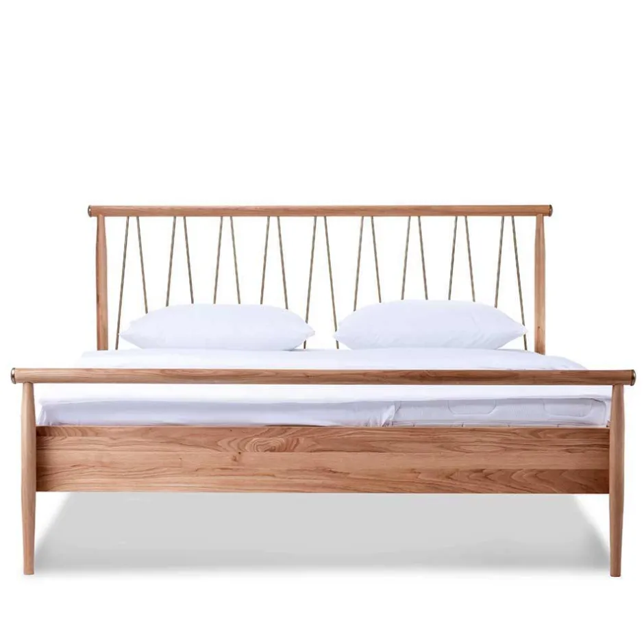 Wohnen Skandi Doppelbett aus Wildeiche Honig - Reymons