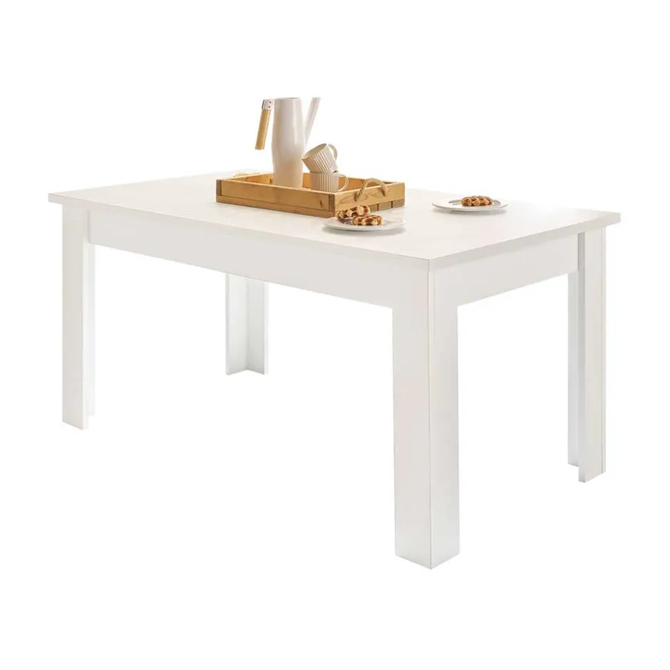 Wohnen Skandi Esszimmertisch in weißer Holzoptik Pinie - Liancos