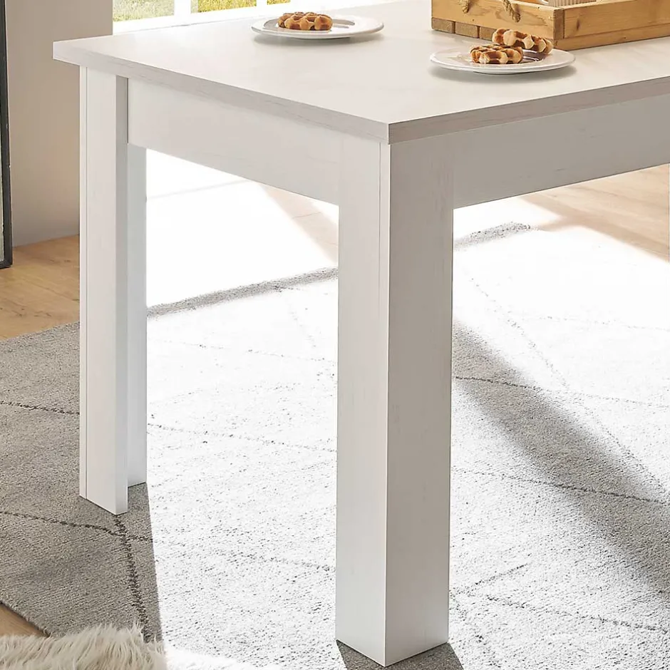 Wohnen Skandi Esszimmertisch in weißer Holzoptik Pinie - Liancos