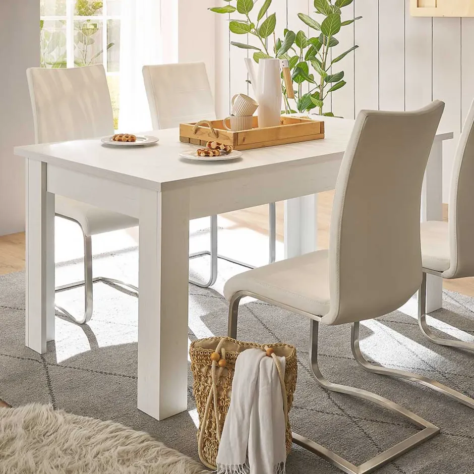 Wohnen Skandi Esszimmertisch in weißer Holzoptik Pinie - Liancos