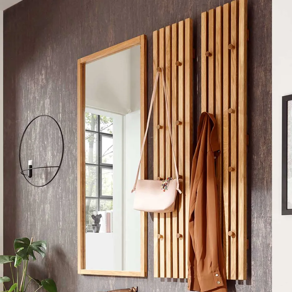 Wohnen Skandi Garderobenpaneel aus Eiche Massivholz - Artensian