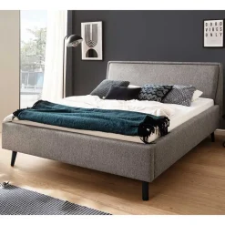 Wohnen Skandi Polsterbett in Grau Stoff - Optica